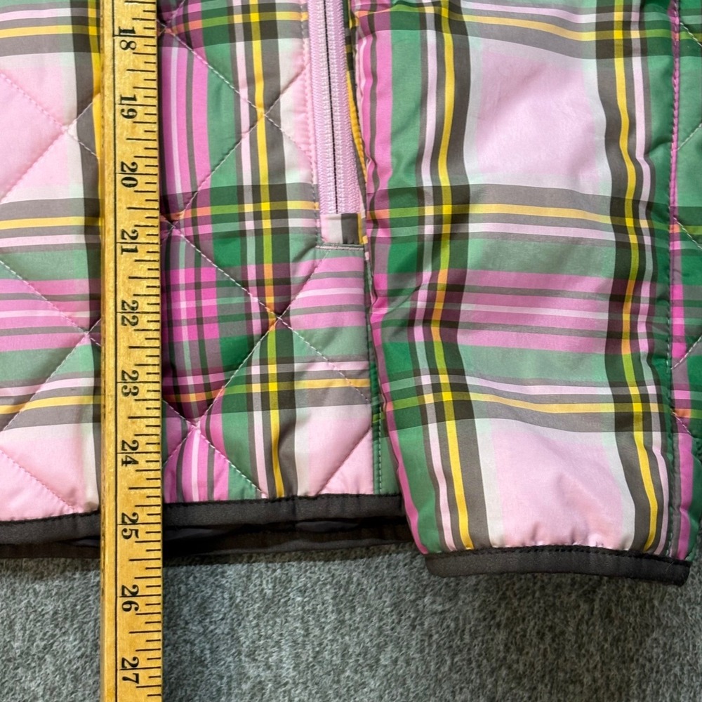 Lands End Women's Barbie Pink Plaid PrimaLoft Quilted Puffer Jacket Size M 10-12 - Picture 7 of 9